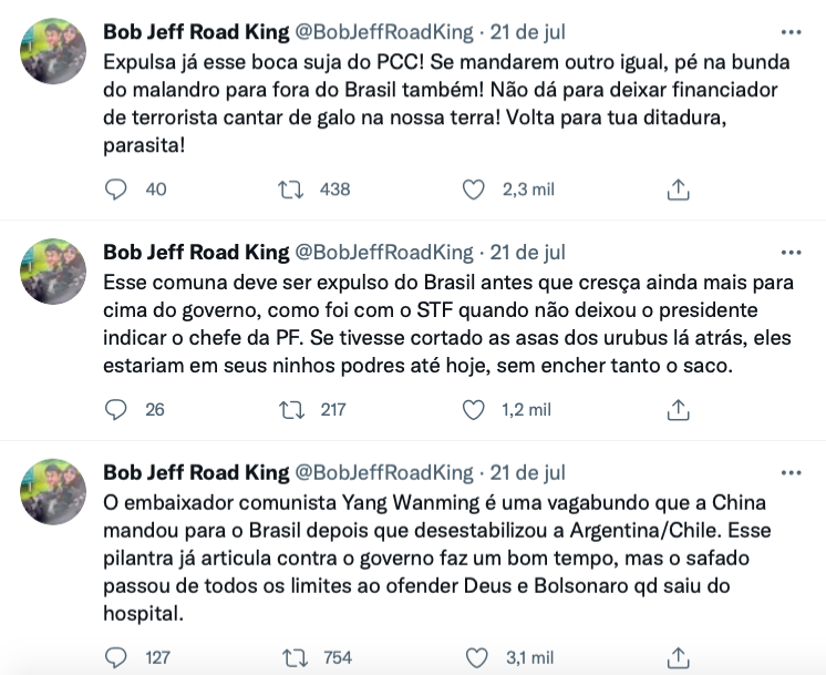 Brasil deve expulsar embaixador da China, diz Roberto Jefferson 2 Brasil deve expulsar embaixador da China, diz Roberto Jefferson 1
