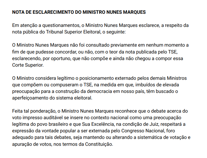 Discussão sobre voto auditável é “preocupação legítima", diz ministro do STF 1