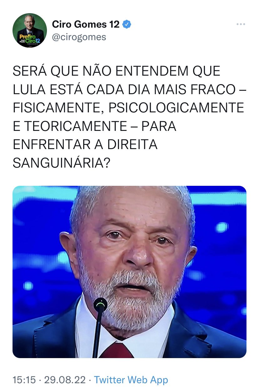 Após debate, Ciro questiona saúde de Lula e apaga publicação 1