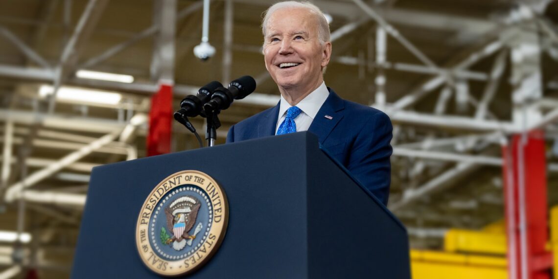 President Joe Biden delivers remarks on “Investing in America”, Monday, April 3, 2023, at the Cummins Power Generation facility in Fridley, Minnesota. (Official White House Photo by Cameron Smith)