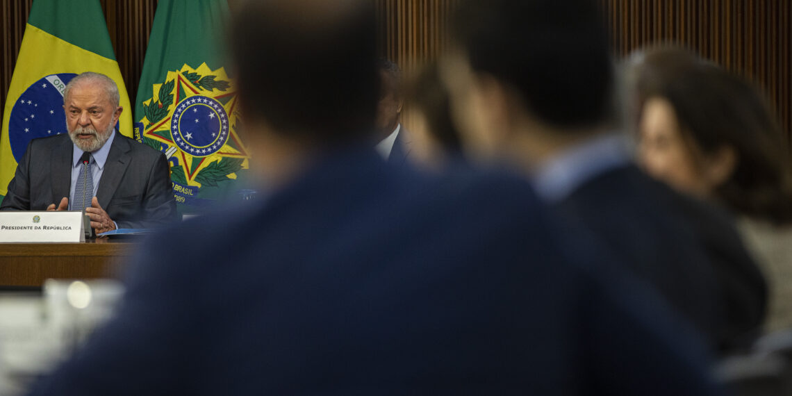 Brasília 14/03/2023 - O presidente Luiz Inácio Lula da silva discursa na reuniāo ministerial para analisar os 100 dias do governo.