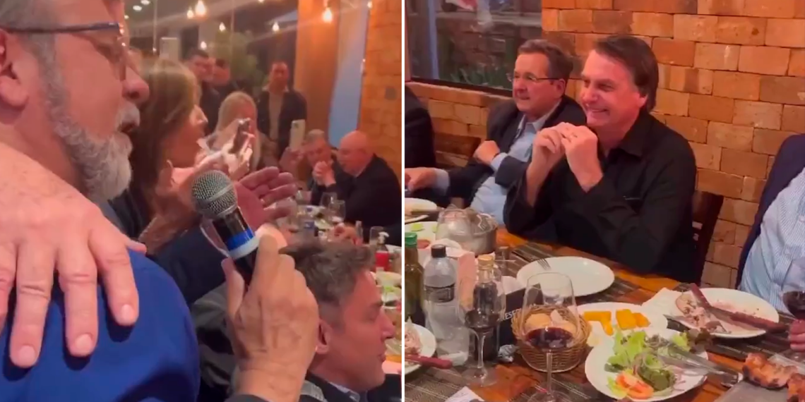 Em churrascaria, público canta música de Roberto Carlos para Bolsonaro, assista ao vídeo