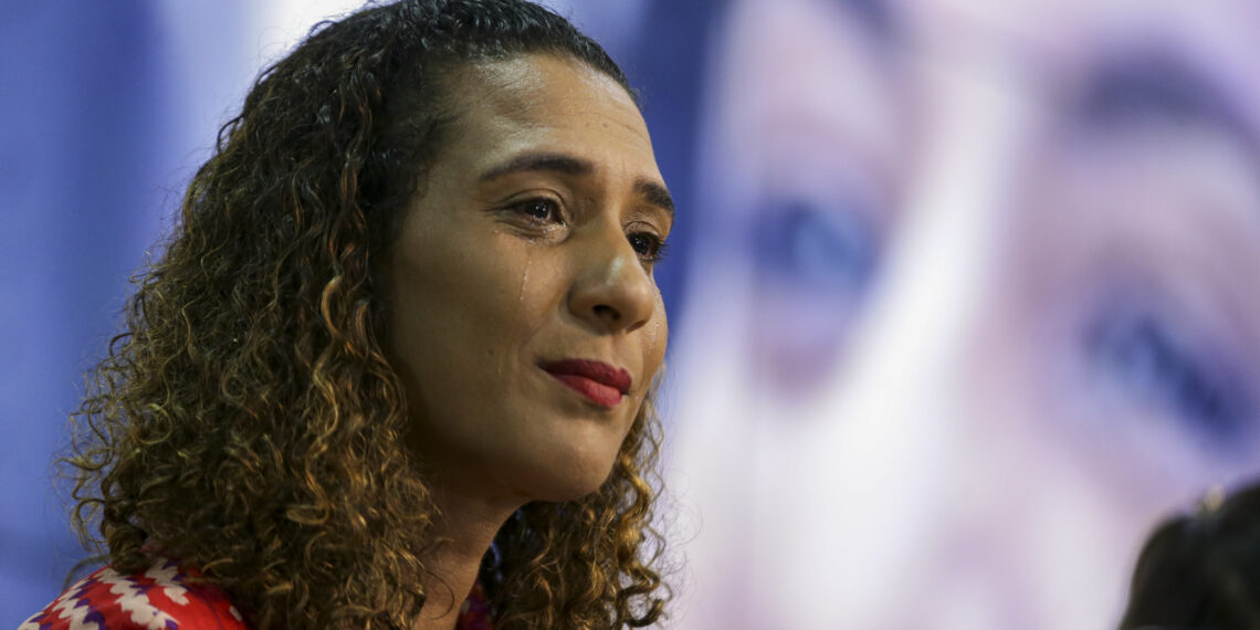 Brasília (DF), 28/11/2023 - A ministra da Igualdade Racial, Anielle Franco, durante cerimônia de lançamento do selo postal em homenagem a Marielle Franco, na sede dos Correios, em Brasília. Foto: Marcelo Camargo/Agência Brasil