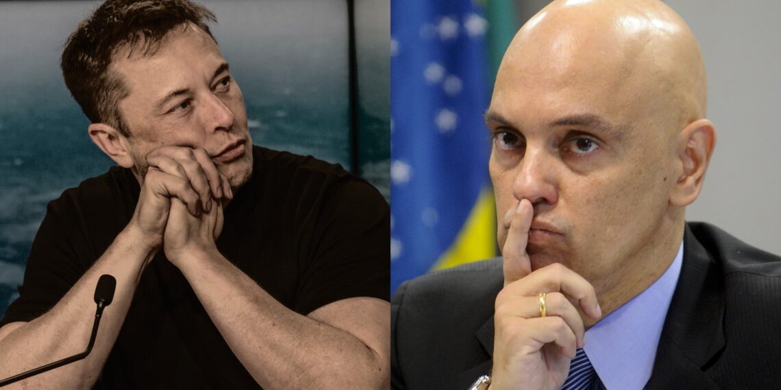 Na imagem, o bilionário Elon Musk e o ministro Alexandre de Moraes | Créditos: Daniel Oberhaus e Agência Senado