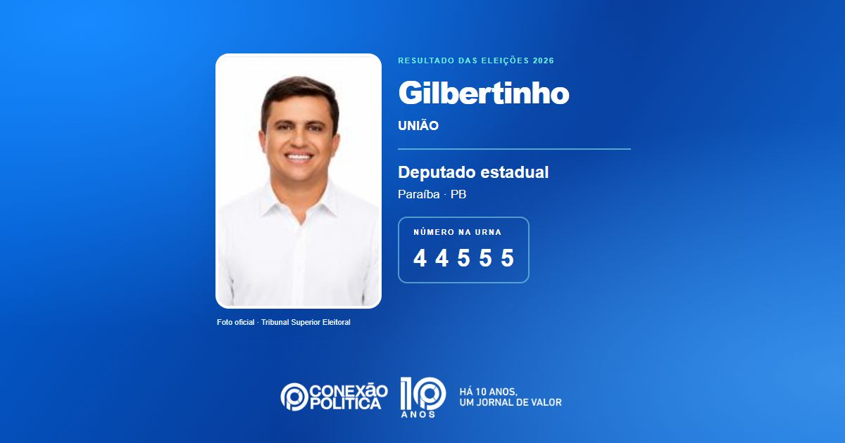 Foto oficial de Deputado Estadual — Eleições 2026: Gilbertinho, do UNIÃO, é eleito deputado estadual na PB com 30.918 votos