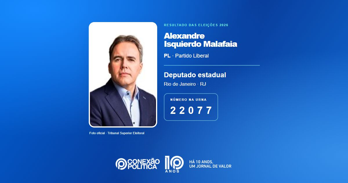 Foto oficial de Deputado Estadual — Eleições 2026: Alexandre Isquierdo Malafaia, do PL, é eleito deputado estadual no RJ com 83.461 votos