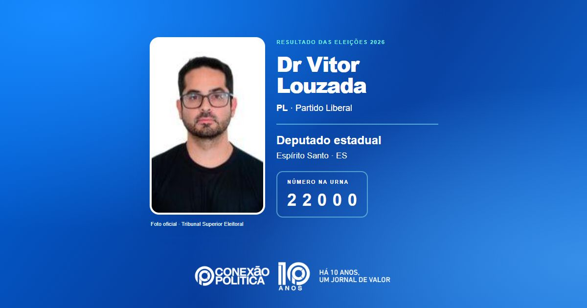 Foto oficial de Deputado Estadual — Eleições 2026: Dr Vitor Louzada, do PL, é eleito deputado estadual no ES com 33.226 votos