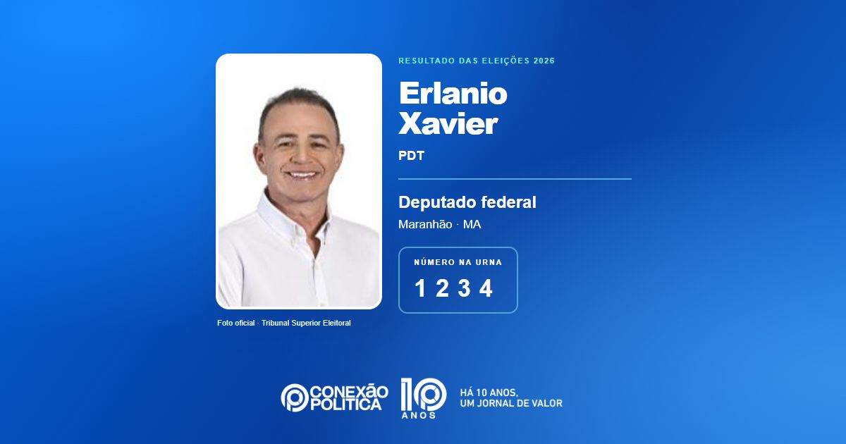 Foto oficial de Deputado Federal — Eleições 2026: Erlanio Xavier, do PDT, é eleito deputado federal no MA com 127.715 votos