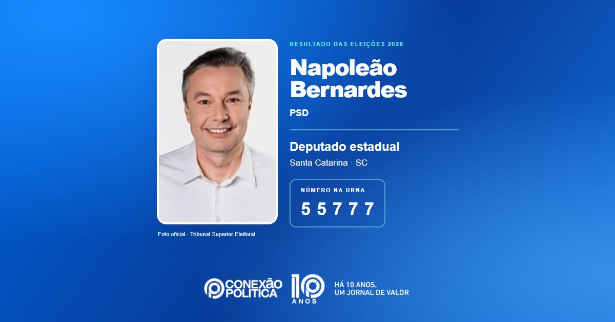 Foto oficial de Deputado Estadual — Eleições 2026: Napoleão Bernardes, do PSD, é eleito deputado estadual em SC com 34.949 votos