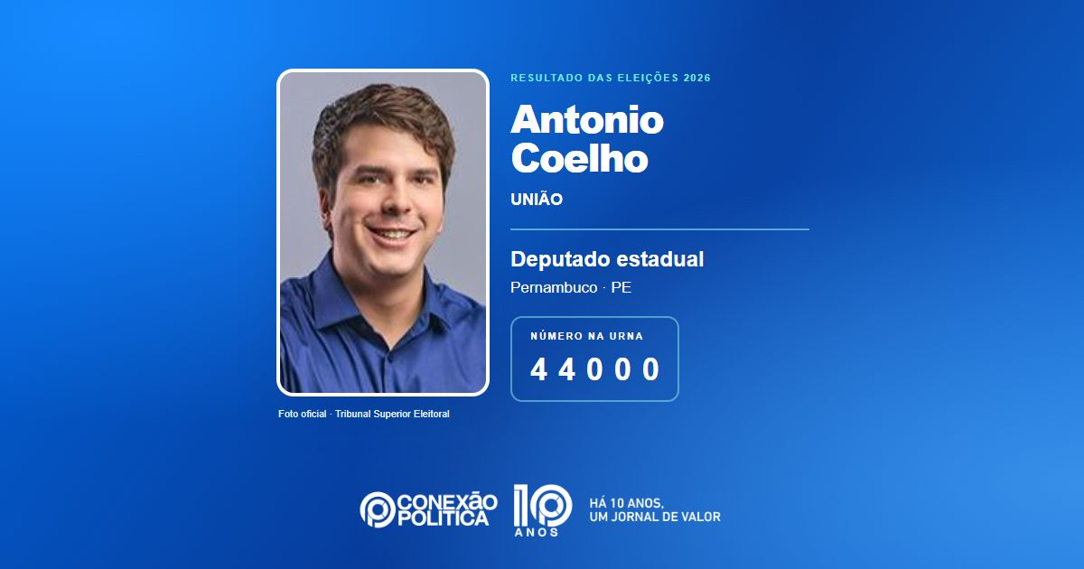 Foto oficial de Deputado Estadual — Eleições 2026: Antonio Coelho, do UNIÃO, é eleito deputado estadual em PE com 72.372 votos