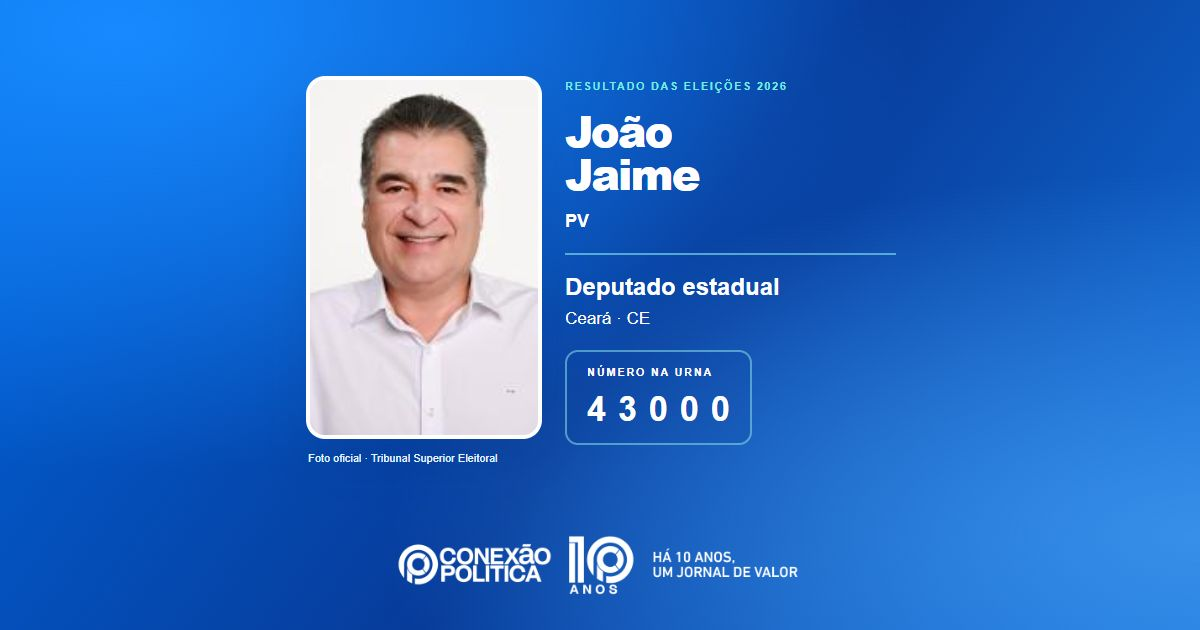 Foto oficial de Deputado Estadual — Eleições 2026: João Jaime, do PV, é eleito deputado estadual no CE com 58.478 votos