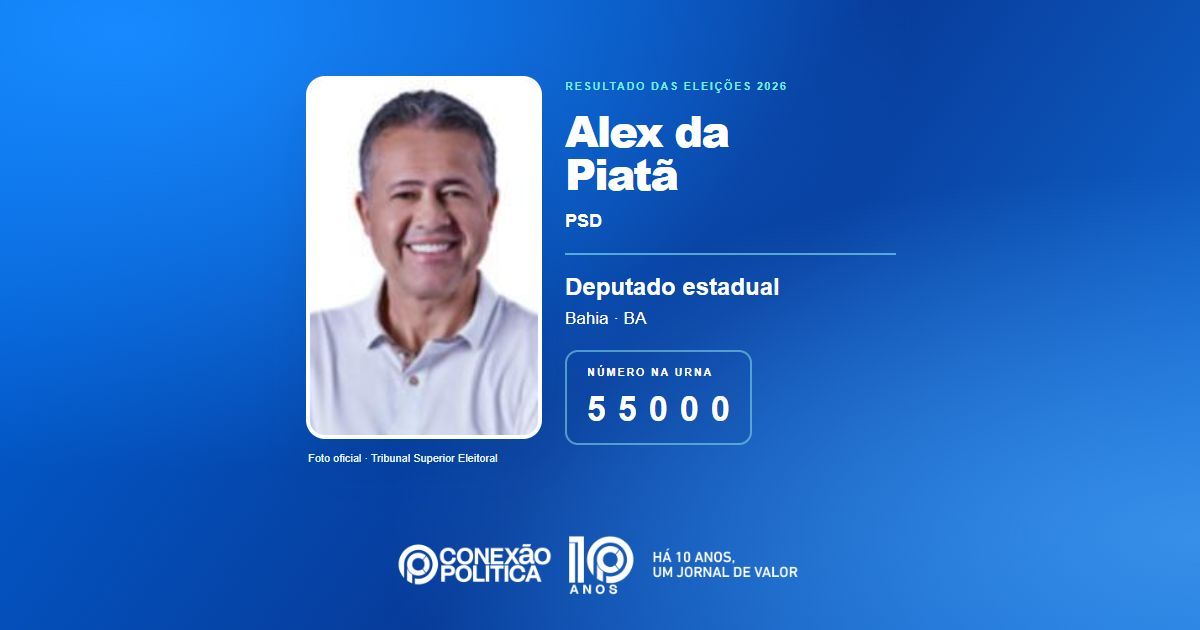 Foto oficial de Deputado Estadual — Eleições 2026: Alex da Piatã, do PSD, é eleito deputado estadual na BA com 99.911 votos
