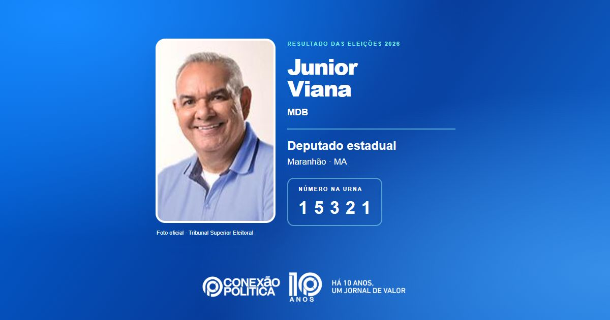 Foto oficial de Deputado Estadual — Eleições 2026: Junior Viana, do MDB, é eleito deputado estadual no MA com 44.762 votos