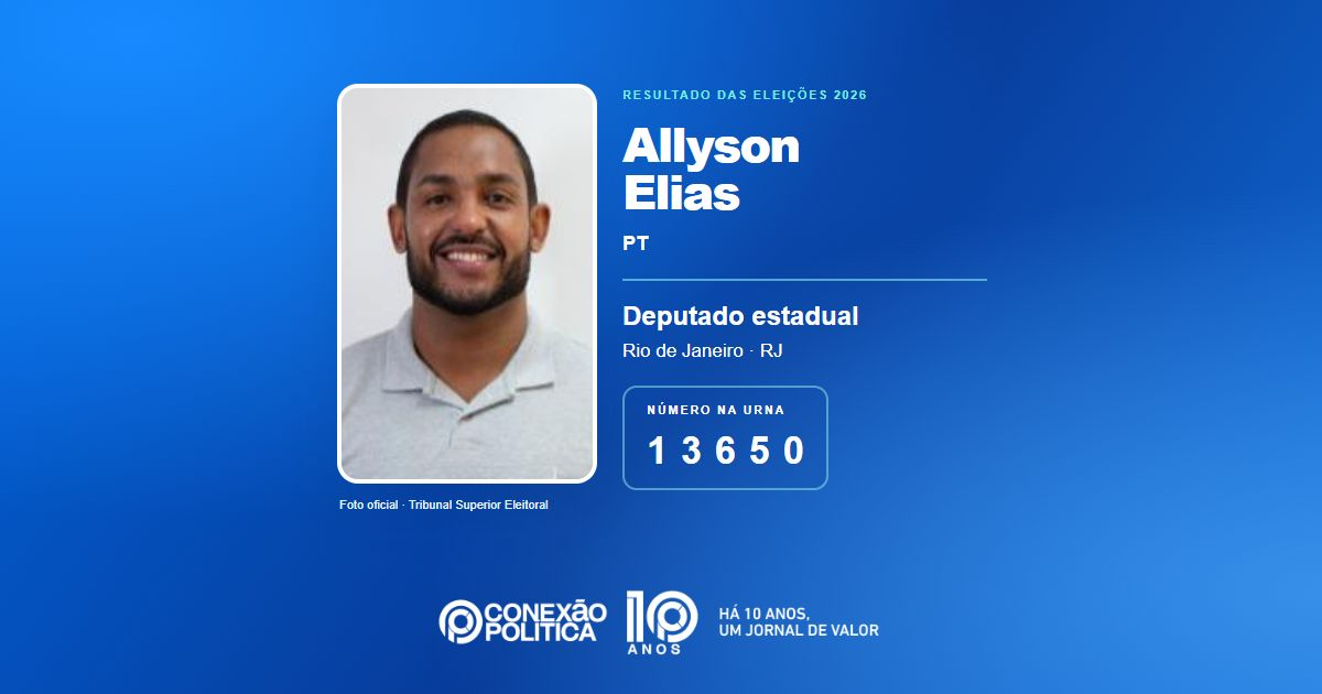 Foto oficial de Deputado Estadual — Eleições 2026: Allyson Elias, do PT, é eleito deputado estadual no RJ com 51.145 votos