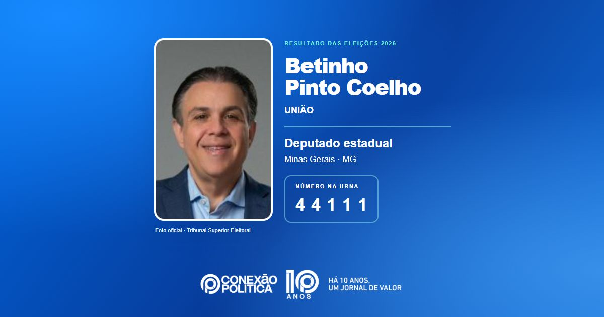Foto oficial de Deputado Estadual — Eleições 2026: Betinho Pinto Coelho, do UNIÃO, é eleito deputado estadual em MG com 79.539 votos