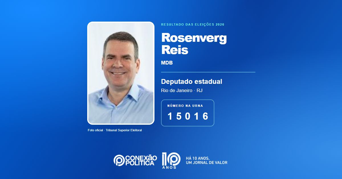 Foto oficial de Deputado Estadual — Eleições 2026: Rosenverg Reis, do MDB, é eleito deputado estadual no RJ com 139.866 votos
