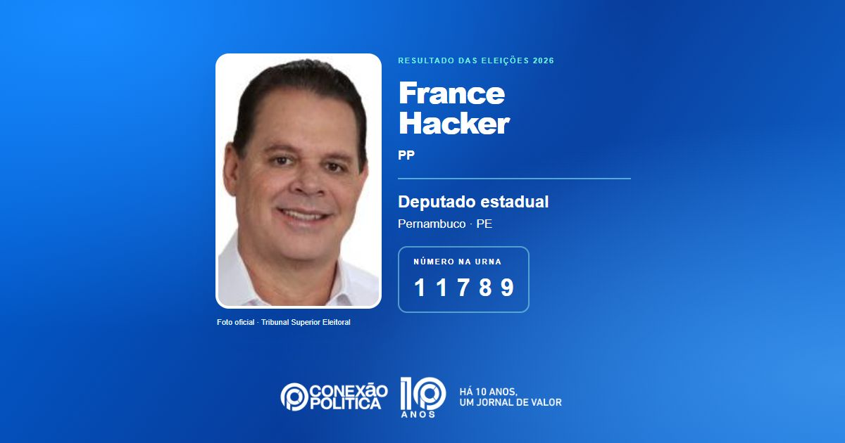 Foto oficial de Deputado Estadual — Eleições 2026: France Hacker, do PP, é eleito deputado estadual em PE com 60.535 votos