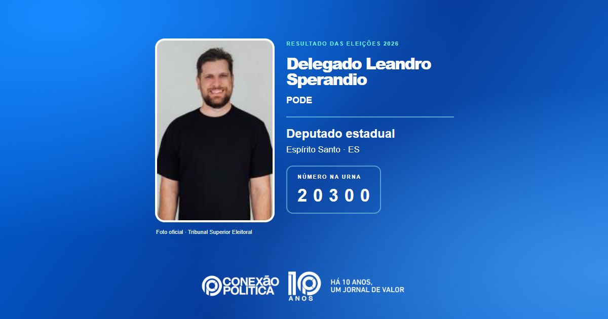 Foto oficial de Deputado Estadual — Eleições 2026: Delegado Leandro Sperandio, do PODE, é eleito deputado estadual no ES com 32.965 votos