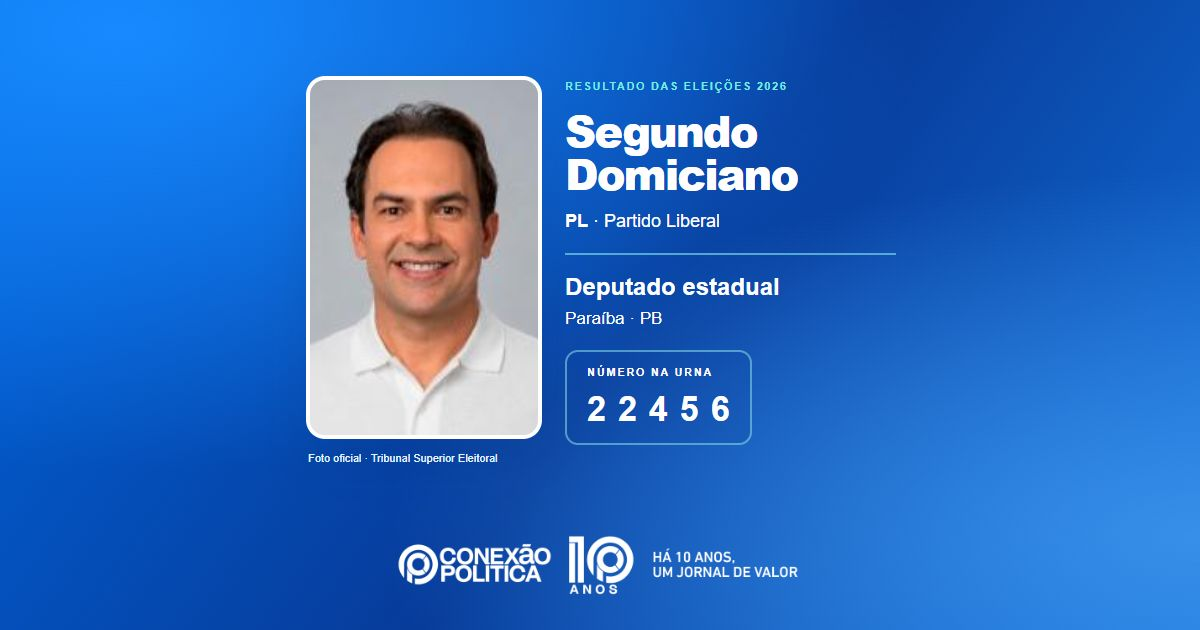 Foto oficial de Deputado Estadual — Eleições 2026: Segundo Domiciano, do PL, é eleito deputado estadual na PB com 35.622 votos