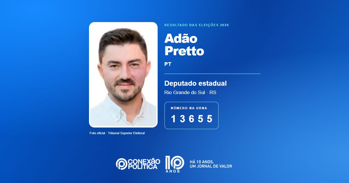 Foto oficial de Deputado Estadual — Eleições 2026: Adão Pretto, do PT, é eleito deputado estadual no RS com 68.042 votos