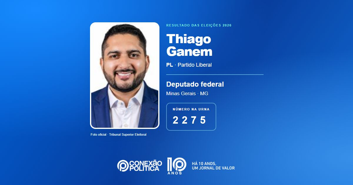Foto oficial de Deputado Federal — Eleições 2026: Thiago Ganem, do PL, é eleito deputado federal em MG com 42.718 votos