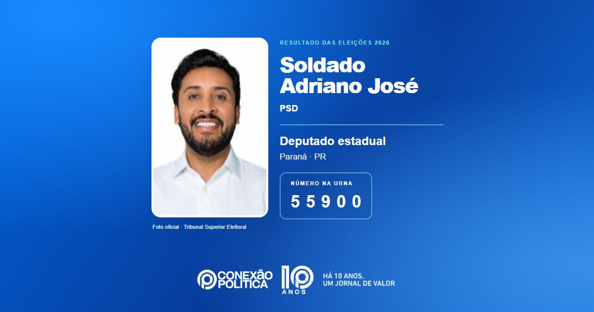 Foto oficial de Deputado Estadual — Eleições 2026: Soldado Adriano José, do PSD, é eleito deputado estadual no PR com 54.848 votos