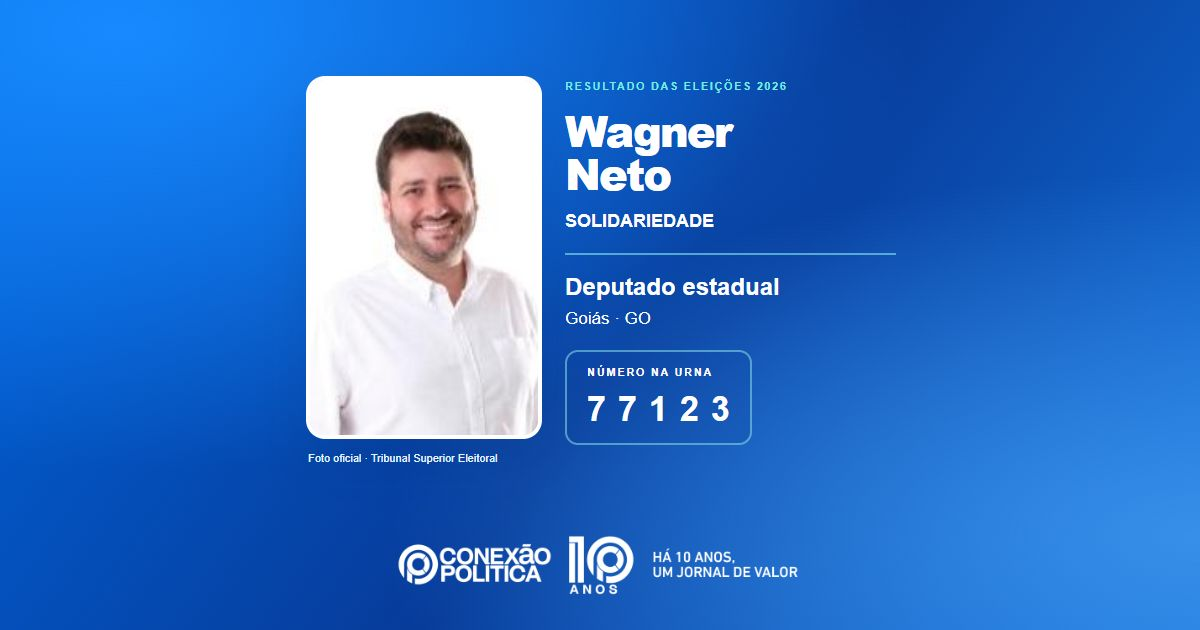Foto oficial de Deputado Estadual — Eleições 2026: Wagner Neto, do SOLIDARIEDADE, é eleito deputado estadual em GO com 40.710 votos