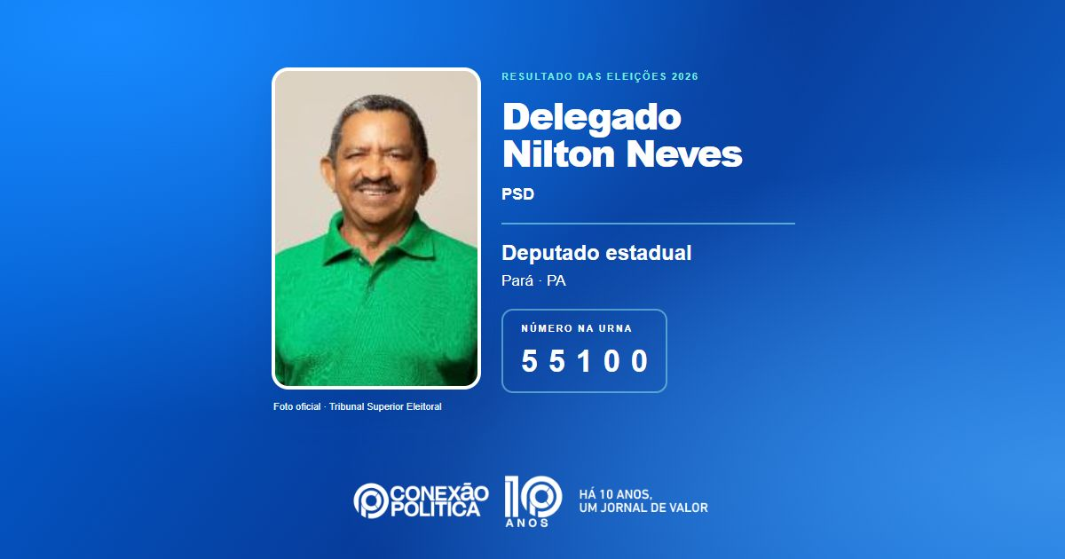Foto oficial de Deputado Estadual — Eleições 2026: Delegado Nilton Neves, do PSD, é eleito deputado estadual no PA com 44.949 votos