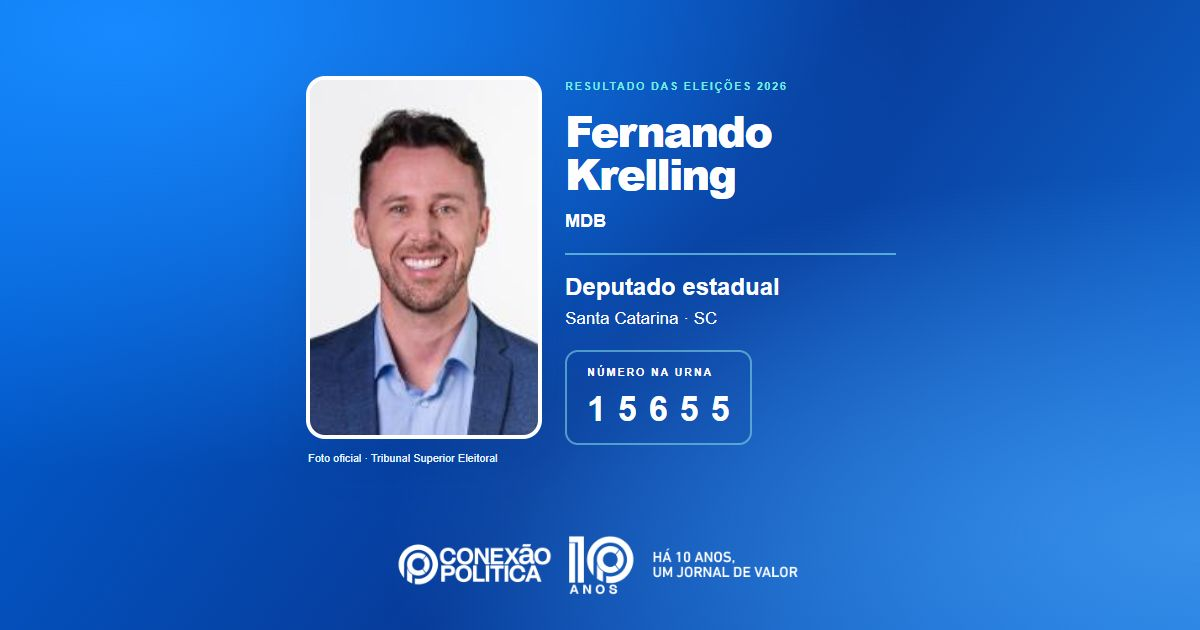 Foto oficial de Deputado Estadual — Eleições 2026: Fernando Krelling, do MDB, é eleito deputado estadual em SC com 70.506 votos