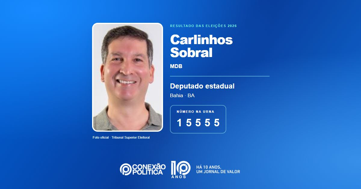 Foto oficial de Deputado Estadual — Eleições 2026: Carlinhos Sobral, do MDB, é eleito deputado estadual na BA com 73.274 votos
