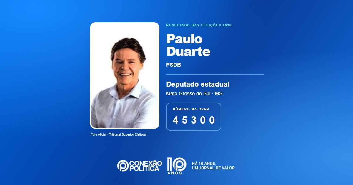 Foto oficial de Deputado Estadual — Eleições 2026: Paulo Duarte, do PSDB, é eleito deputado estadual em MS com 20.029 votos