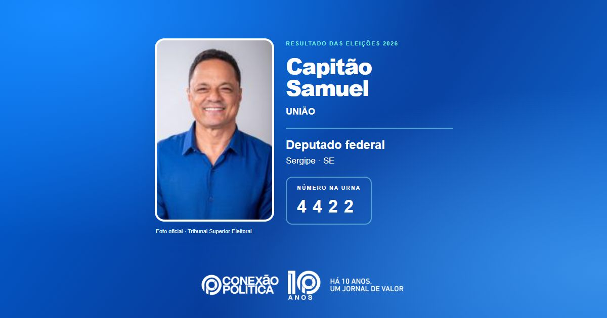 Foto oficial de Deputado Federal — Eleições 2026: Capitão Samuel, do UNIÃO, é eleito deputado federal em SE com 66.342 votos