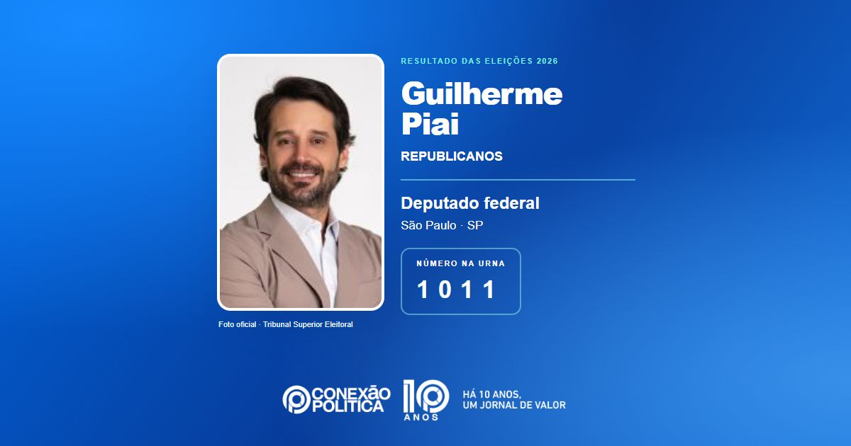Foto oficial de Deputado Federal — Eleições 2026: Guilherme Piai, do REPUBLICANOS, é eleito deputado federal em SP com 182.328 votos
