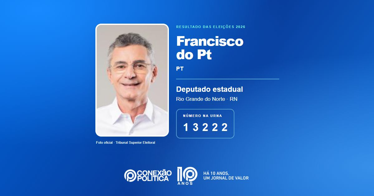 Foto oficial de Deputado Estadual — Eleições 2026: Francisco do Pt, do PT, é eleito deputado estadual no RN com 62.660 votos