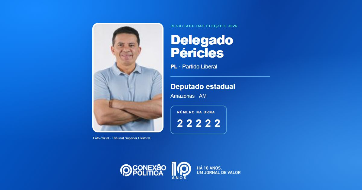 Foto oficial de Deputado Estadual — Eleições 2026: Delegado Péricles, do PL, é eleito deputado estadual no AM com 58.737 votos