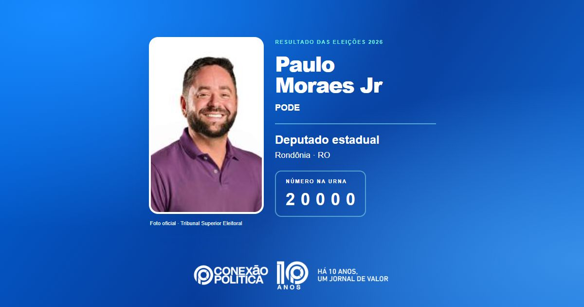 Foto oficial de Deputado Estadual — Eleições 2026: Paulo Moraes Jr, do PODE, é eleito deputado estadual em RO com 23.377 votos
