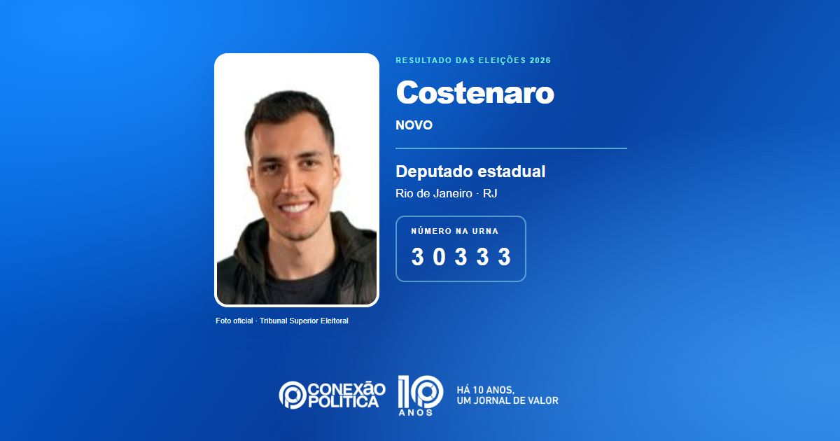 Foto oficial de Deputado Estadual — Eleições 2026: Costenaro, do NOVO, é eleito deputado estadual no RJ com 121.780 votos