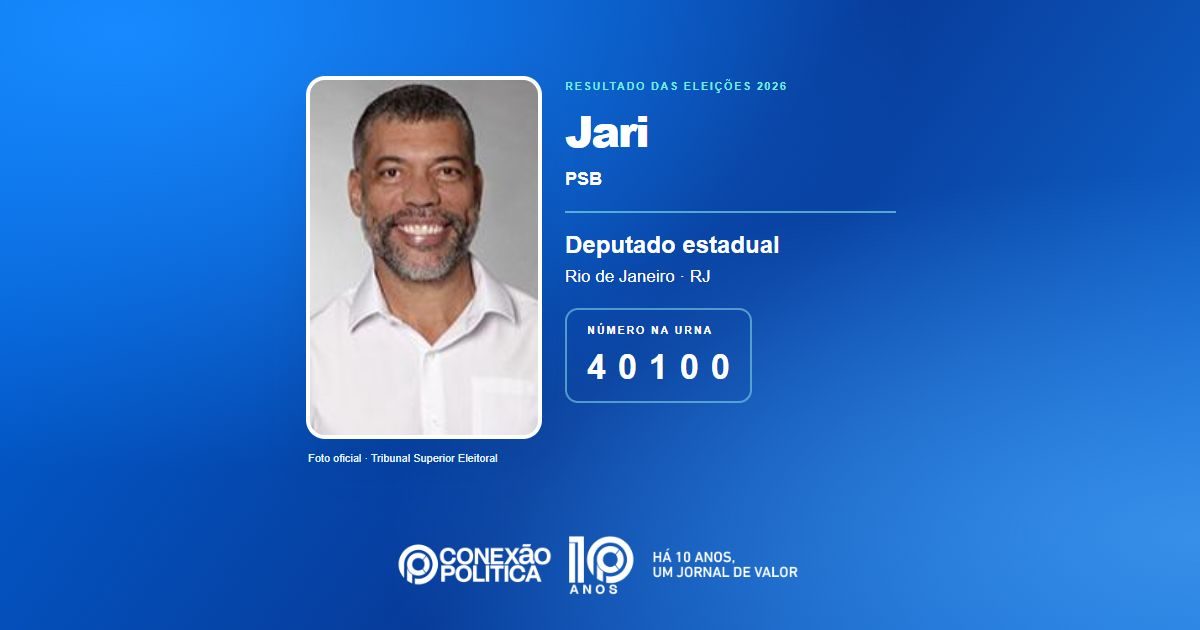 Foto oficial de Deputado Estadual — Eleições 2026: Jari, do PSB, é eleito deputado estadual no RJ com 34.199 votos