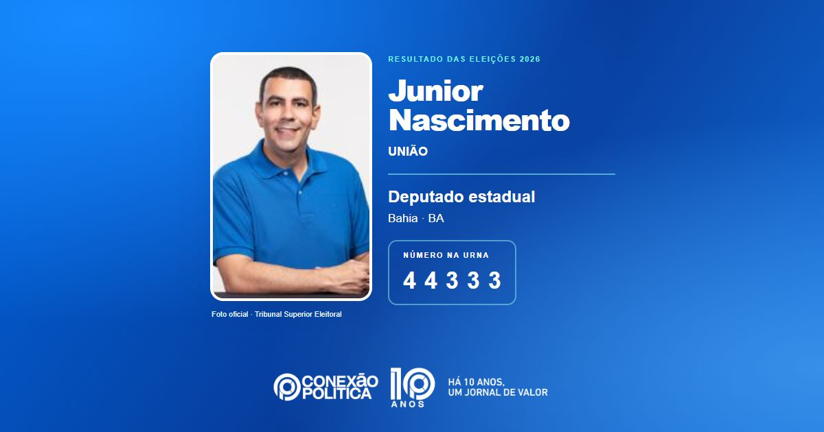 Foto oficial de Deputado Estadual — Eleições 2026: Junior Nascimento, do UNIÃO, é eleito deputado estadual na BA com 72.382 votos
