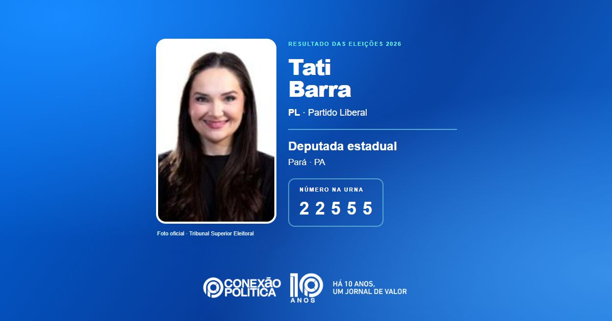 Foto oficial de Deputado Estadual — Eleições 2026: Tati Barra, do PL, é eleita deputada estadual no PA com 78.986 votos