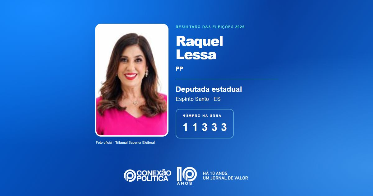 Foto oficial de Deputado Estadual — Eleições 2026: Raquel Lessa, do PP, é eleita deputada estadual no ES com 29.583 votos