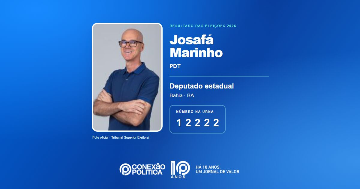Foto oficial de Deputado Estadual — Eleições 2026: Josafá Marinho, do PDT, é eleito deputado estadual na BA com 47.464 votos