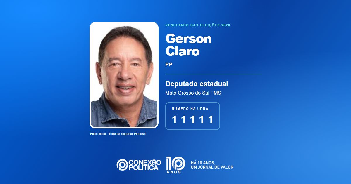 Foto oficial de Deputado Estadual — Eleições 2026: Gerson Claro, do PP, é eleito deputado estadual em MS com 35.767 votos