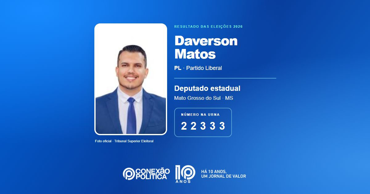 Foto oficial de Deputado Estadual — Eleições 2026: Daverson Matos, do PL, é eleito deputado estadual em MS com 30.604 votos