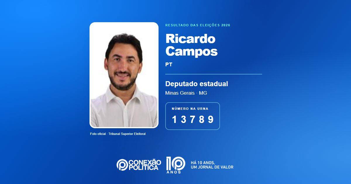 Foto oficial de Deputado Estadual — Eleições 2026: Ricardo Campos, do PT, é eleito deputado estadual em MG com 69.009 votos