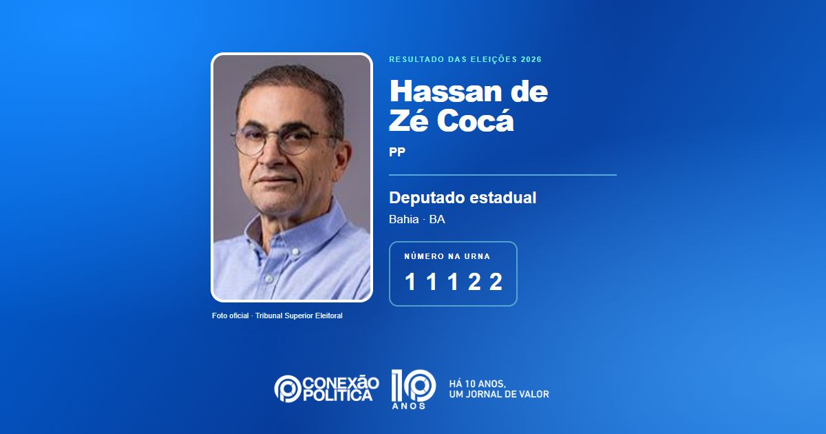 Foto oficial de Deputado Estadual — Eleições 2026: Hassan de Zé Cocá, do PP, é eleito deputado estadual na BA com 75.359 votos