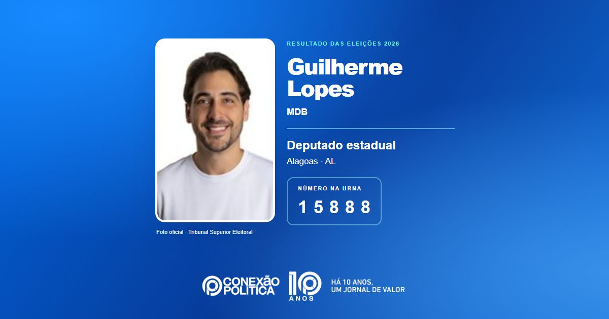 Foto oficial de Deputado Estadual — Eleições 2026: Guilherme Lopes, do MDB, é eleito deputado estadual em AL com 38.629 votos