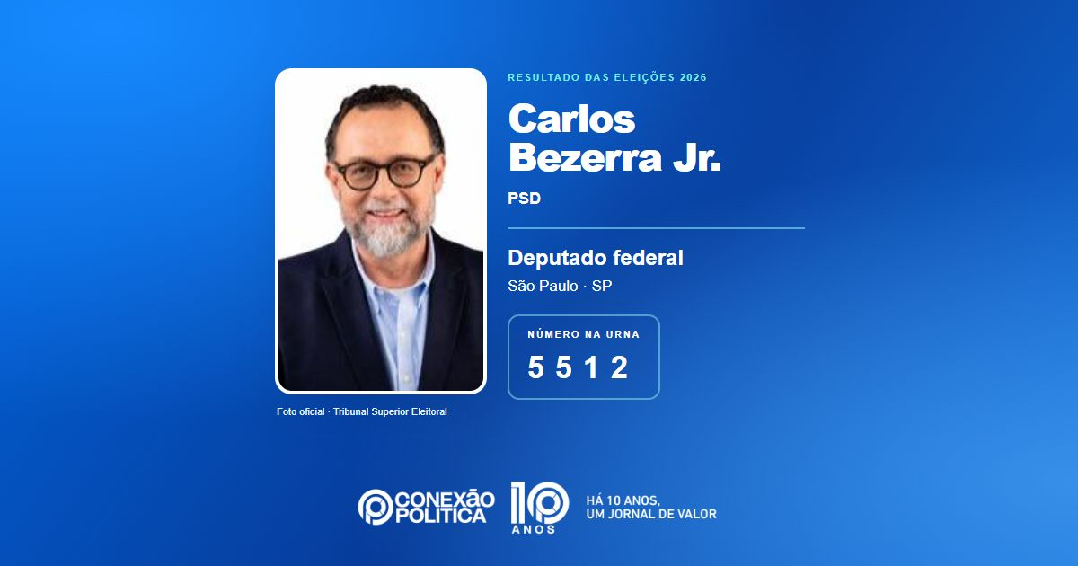 Foto oficial de Deputado Federal — Eleições 2026: Carlos Bezerra Jr., do PSD, é eleito deputado federal em SP com 89.414 votos
