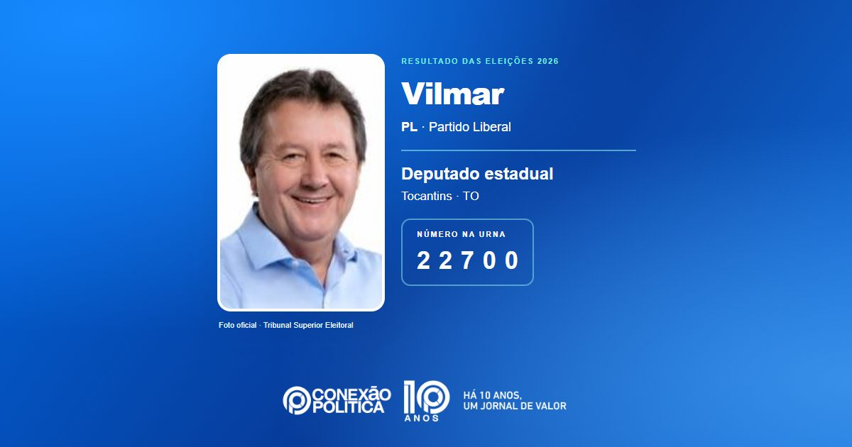 Foto oficial de Deputado Estadual — Eleições 2026: Vilmar, do PL, é eleito deputado estadual no TO com 26.006 votos