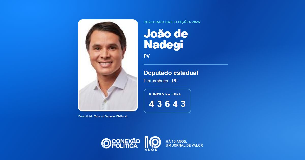 Foto oficial de Deputado Estadual — Eleições 2026: João de Nadegi, do PV, é eleito deputado estadual em PE com 64.476 votos